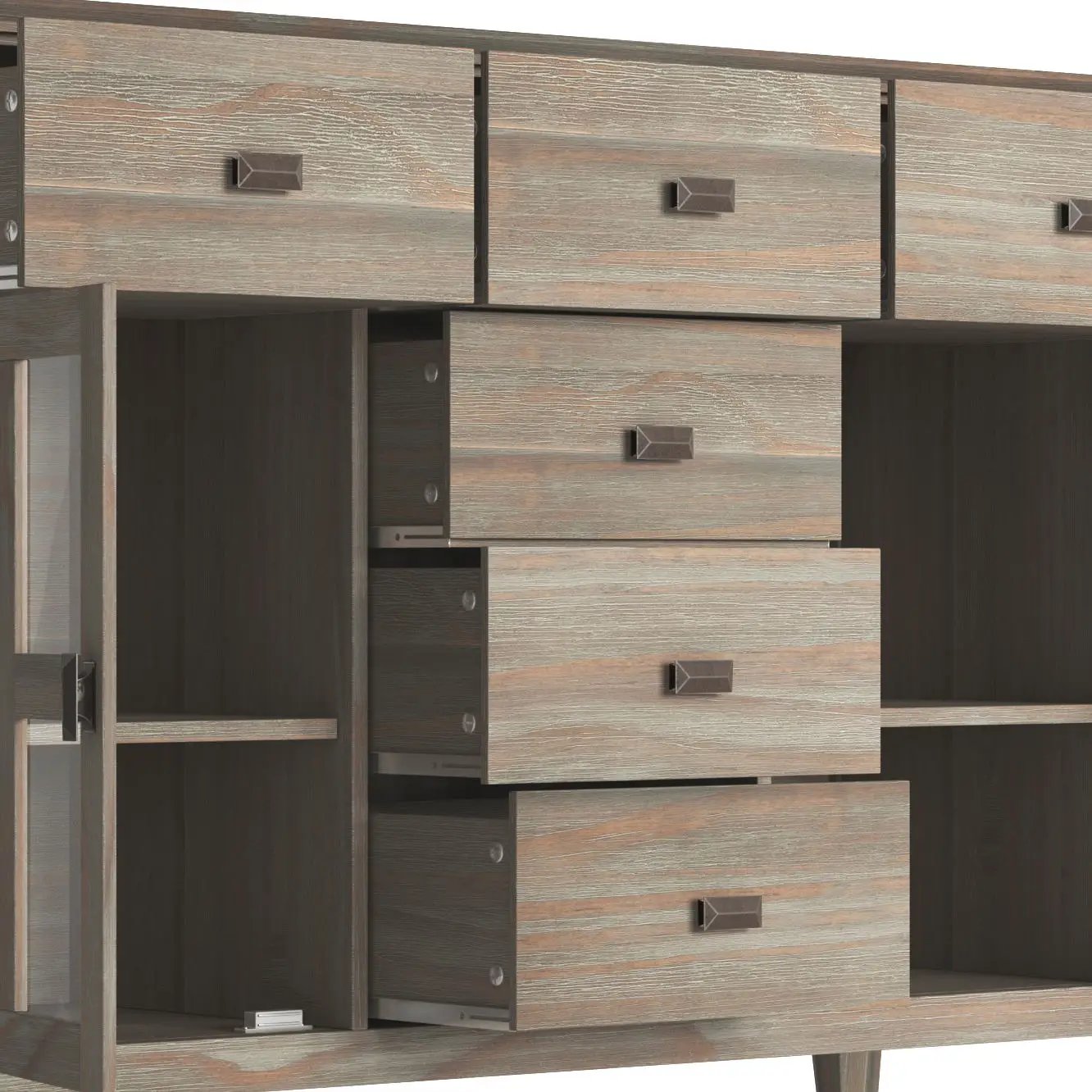 Artisan Handcrafted Sideboard Buffet by Unique Piece Furniture with gray wood grain drawers on Tampa Home & Garden Store