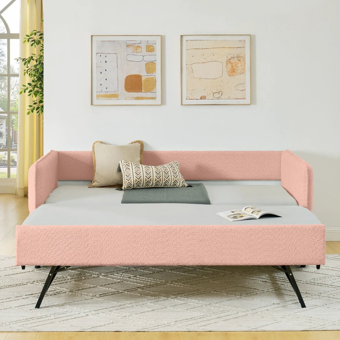 Upholstered Daybed With Pop Up Trundle For Guests