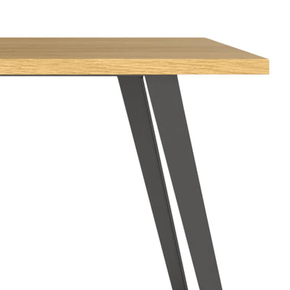 Lowry handcrafted square dining table with natural oak top and black metal legs on Tampa Home & Garden Store
