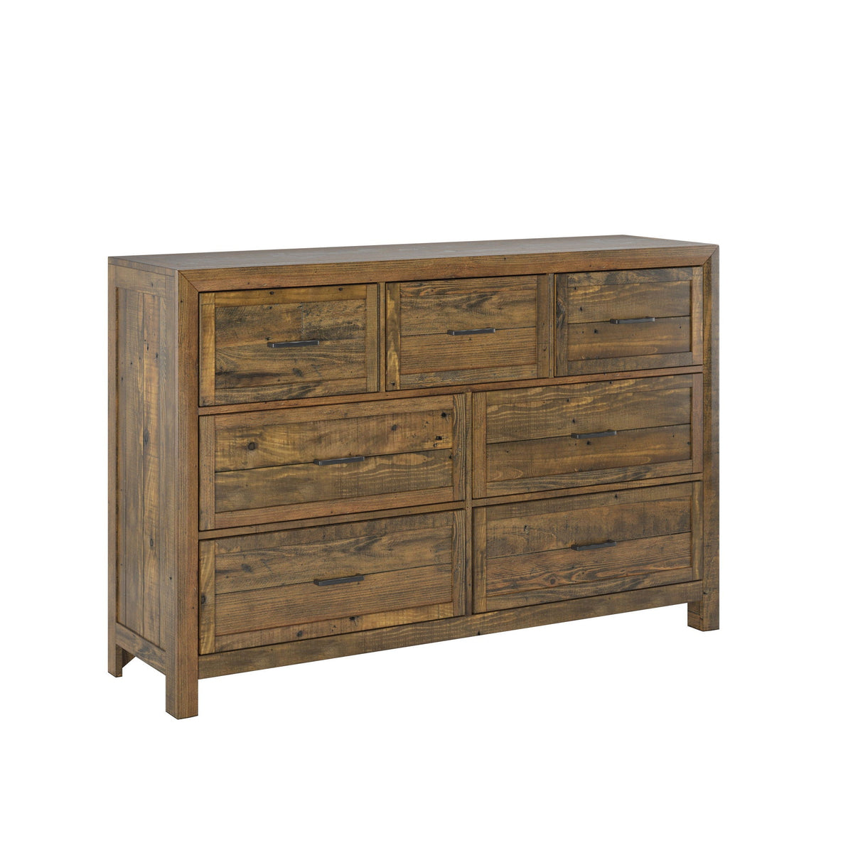 7 Drawer Dresser brown rustic wood with smooth-glide drawers on Tampa Home & Garden Store