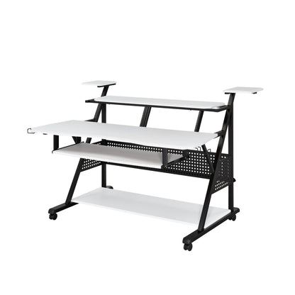 Willow Versatile Music Desk white top, black steel frame with side risers on Tampa Home & Garden Store
