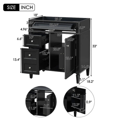 Vanity Base with 2 drawers and tip-out storage in black finish by Unique Piece Furniture on Tampa Home & Garden Store