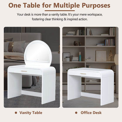 Makeup vanity table white with LED mirror and drawer, 2-item desk option HouseOfZazla on Tampa Home & Garden Store