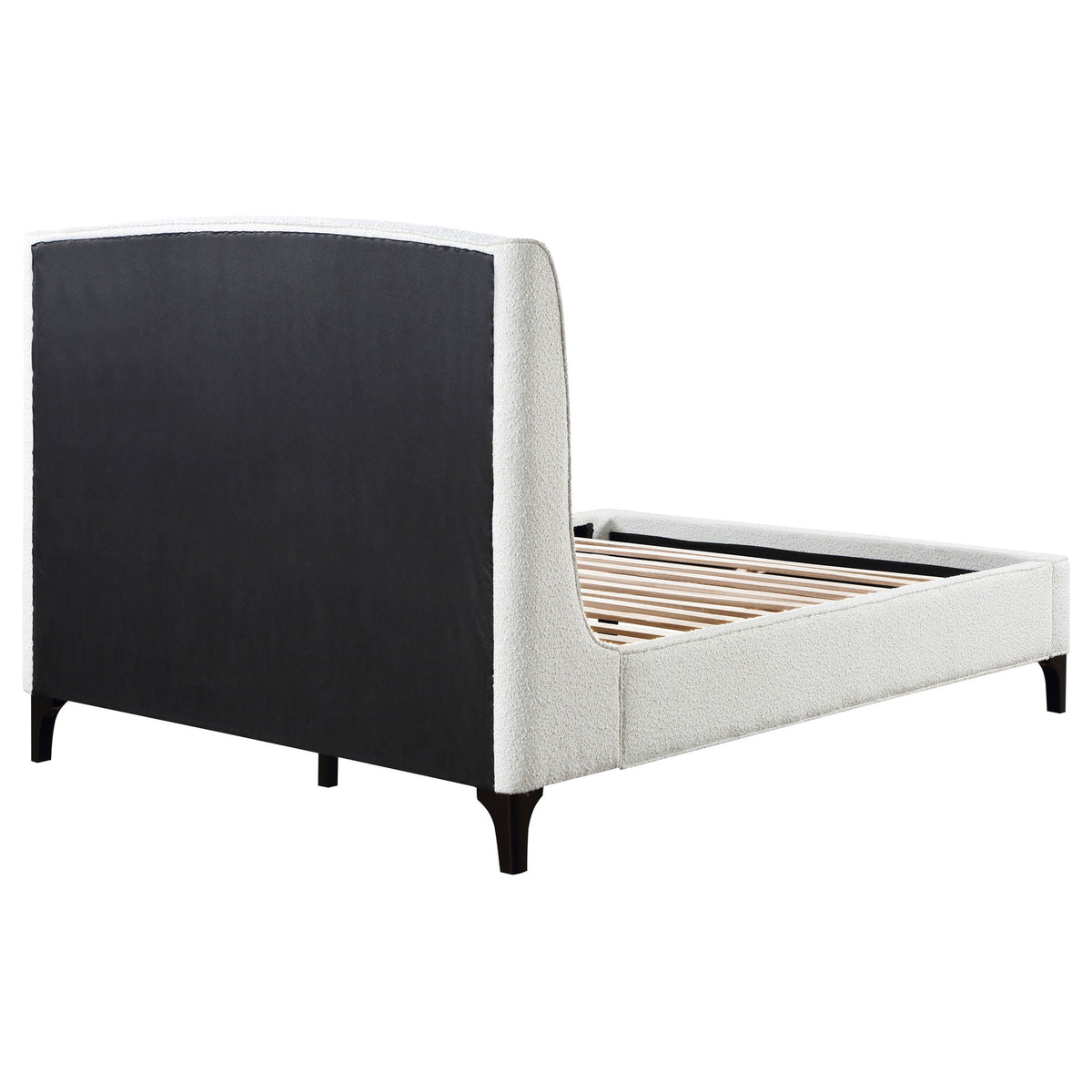 Theodore Wingback Bed by HouseOfZazla - cream textured frame with black headboard panel on Tampa Home & Garden Store