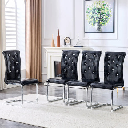 Elegant Design Upholstered Dining Chairs, black faux crocodile chrome cantilever legs on Tampa Home & Garden Store