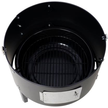Heavy Duty Round Steel Charcoal Grill and Smoker