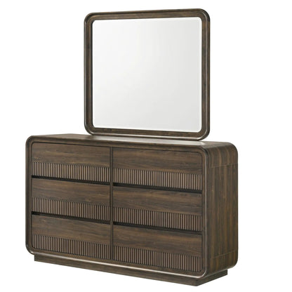 Flair Dresser With Rounded Edges 6 Drawers Brown