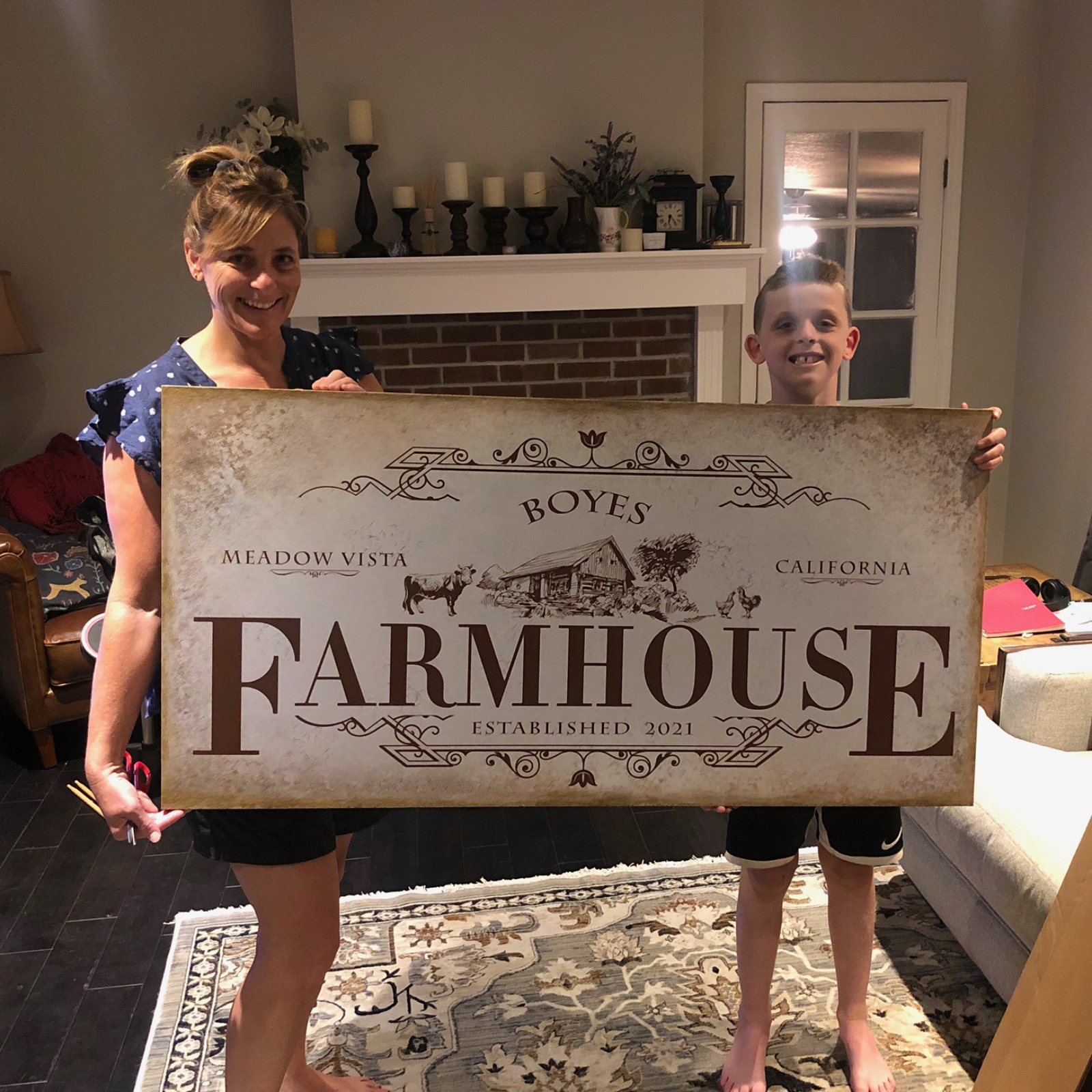 Rustic Farmhouse IV canvas sign by Tailored Canvases, cream background with brown lettering on Tampa Home & Garden Store