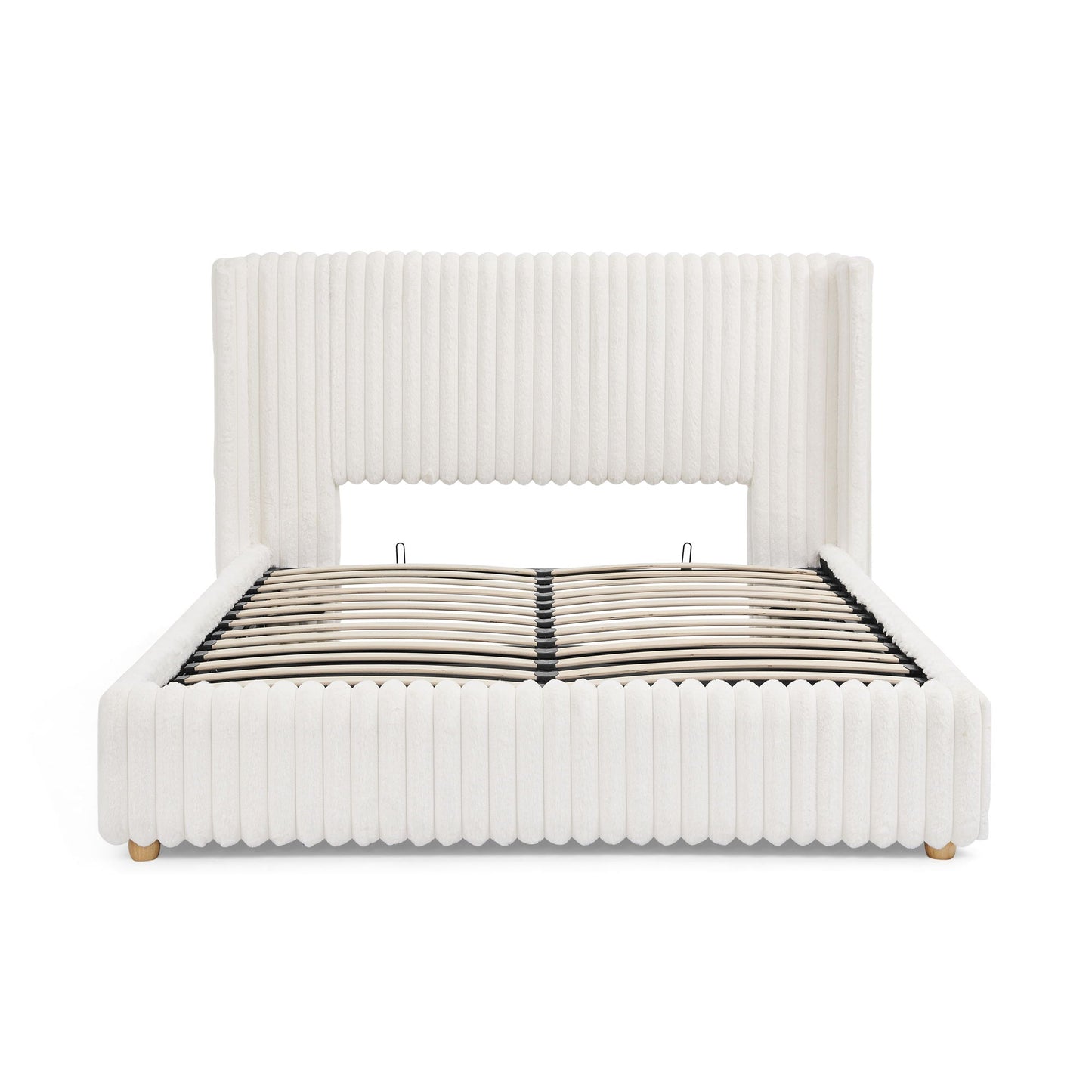 Functional Vertical Striped Bed with Gas Lift Storage HouseOfZazla white fabric storage bed on Tampa Home & Garden Store