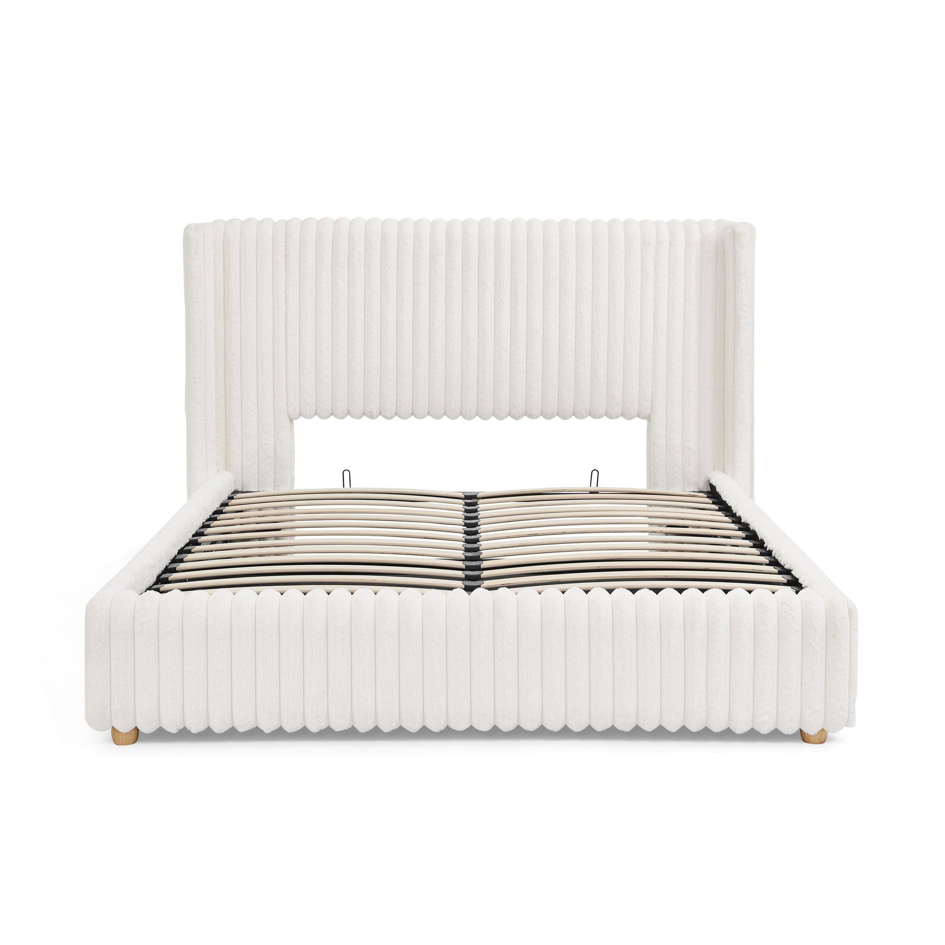 Functional Vertical Striped Bed with Gas Lift Storage HouseOfZazla white fabric storage bed on Tampa Home & Garden Store