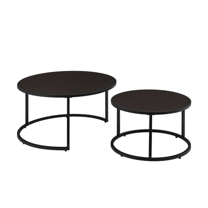 Modern Faux Leather Nesting Round Coffee Tables set of 3 in dark brown by HouseOfZazla on Tampa Home & Garden Store