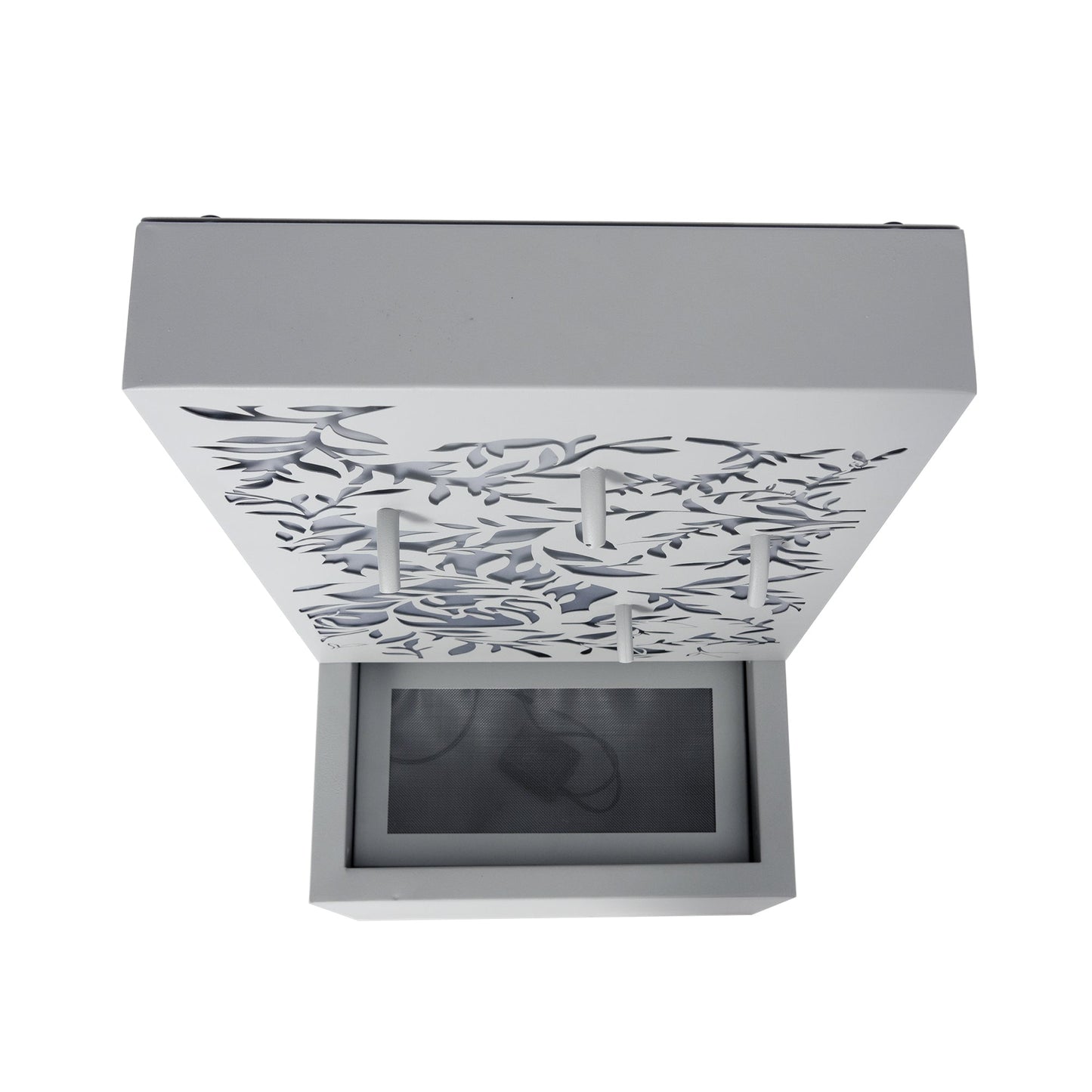 Gray Metal Leaf Cutout Outdoor Fountain with Led