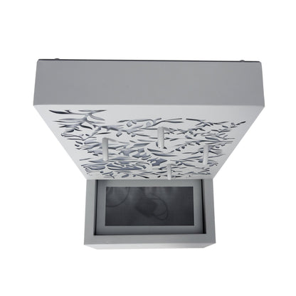 Gray Metal Leaf Cutout Outdoor Fountain with Led