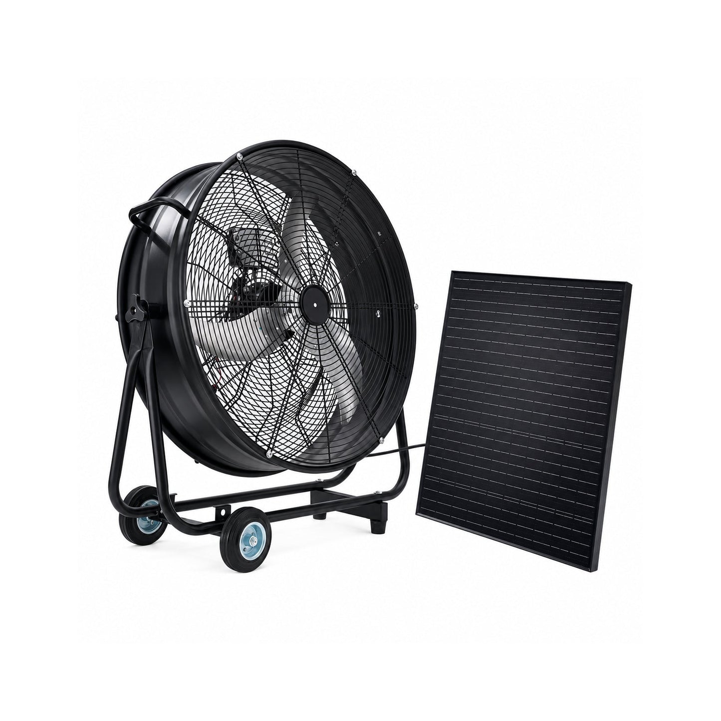 30-inch wheeled solar fan with 140W adjustable monocrystalline solar panel, black on Tampa Home & Garden Store
