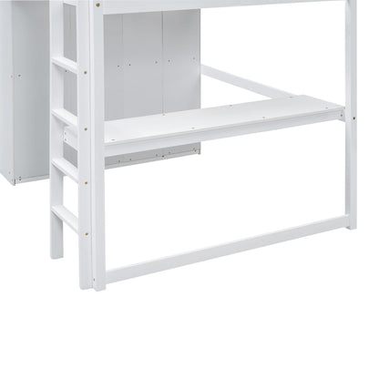 White loft bed with built-in wardrobe, shelves and drawers on Tampa Home & Garden Store