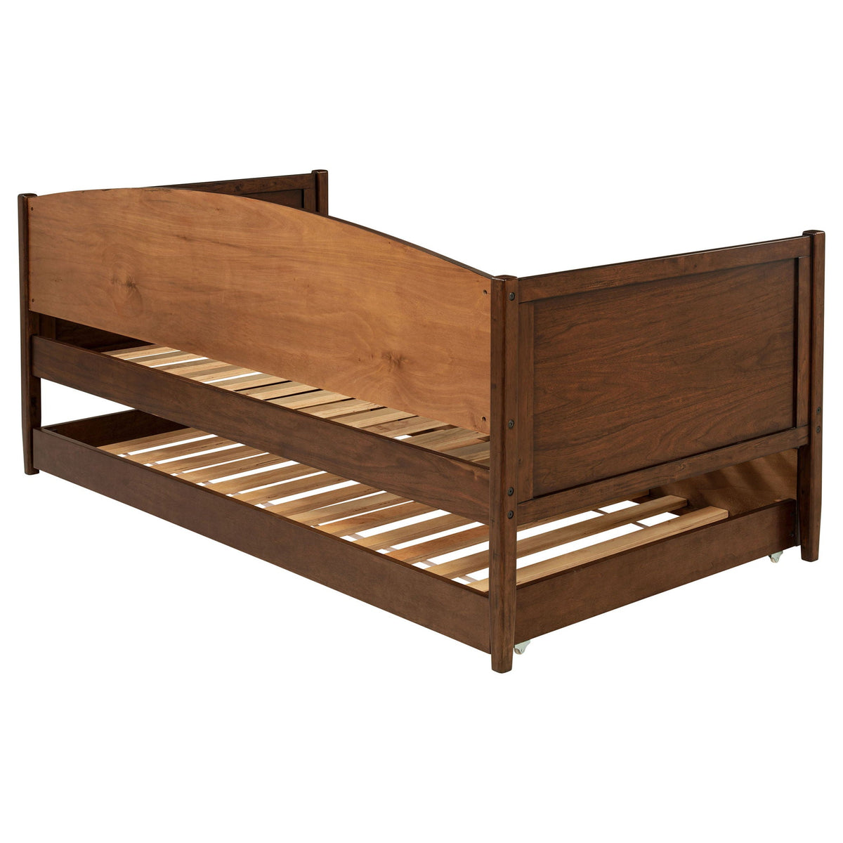 Fallbrook twin daybed with trundle in walnut wood, solid frame with slatted bed base on Tampa Home & Garden Store
