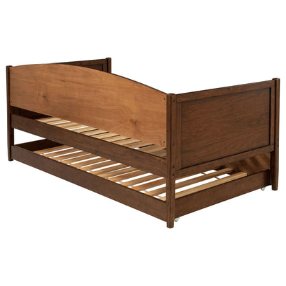 Fallbrook twin daybed with trundle in walnut wood, solid frame with slatted bed base on Tampa Home & Garden Store