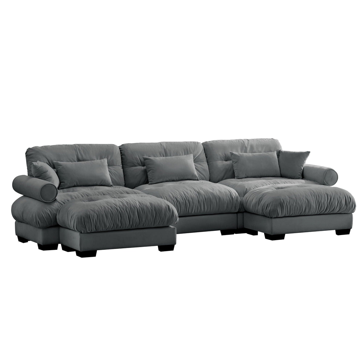 Super Comfort Oversized Modular Sectional Sofa with Movable Ottoman gray fabric 2-piece on Tampa Home & Garden Store