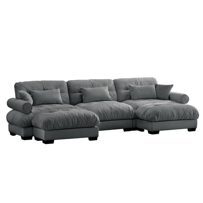 Super Comfort Oversized Modular Sectional Sofa with Movable Ottoman gray fabric 2-piece on Tampa Home & Garden Store