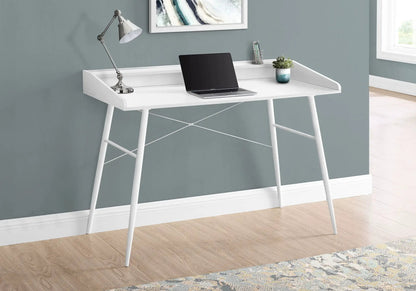 White computer desk with laptop and desk lamp, plant accent by Unique Piece Furniture on Tampa Home & Garden Store