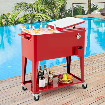 GemGear red portable patio cooler on wheels with bottom storage shelf and bottle opener on Tampa Home & Garden Store