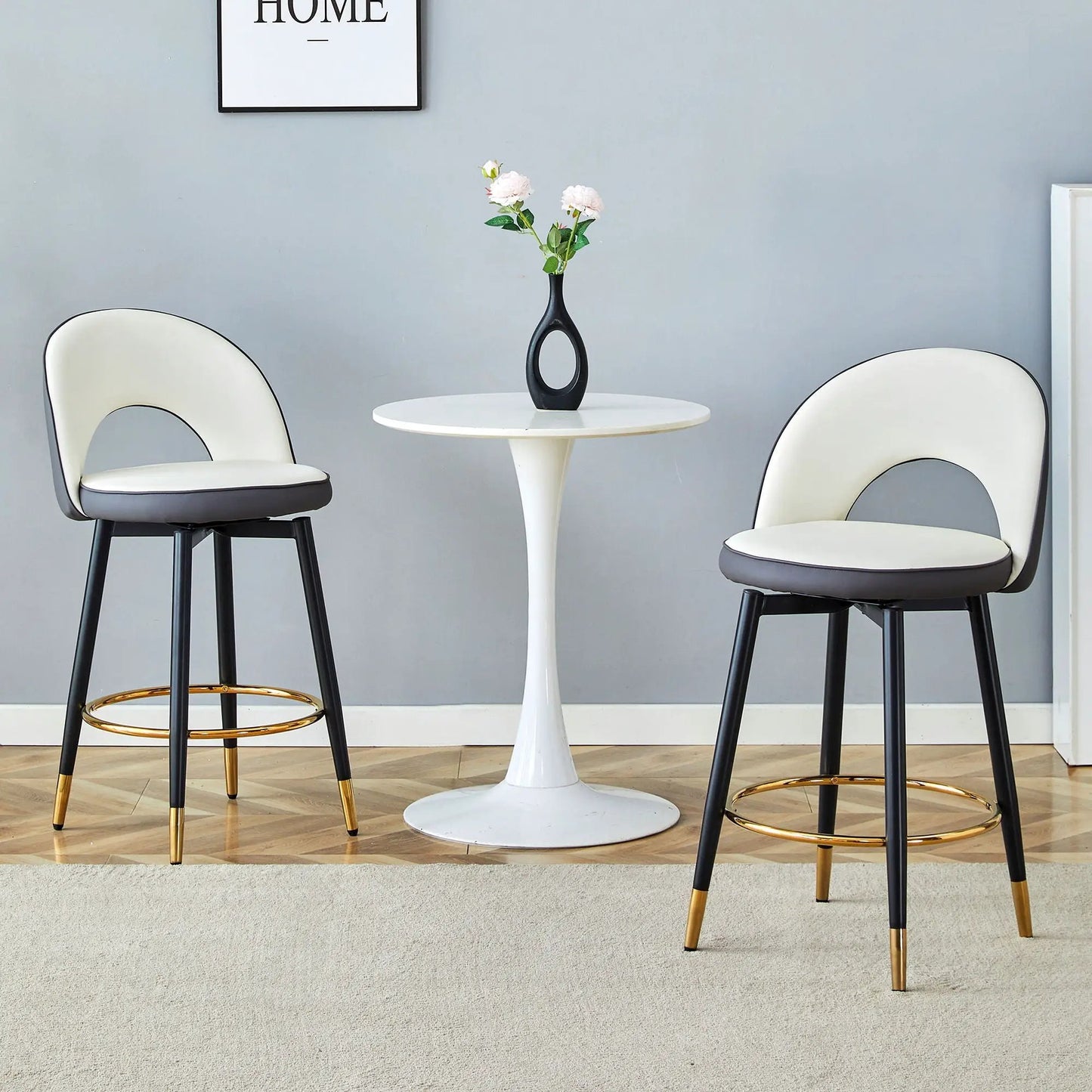 Upholstered Rotatable Bar Chair with Metal Legs
