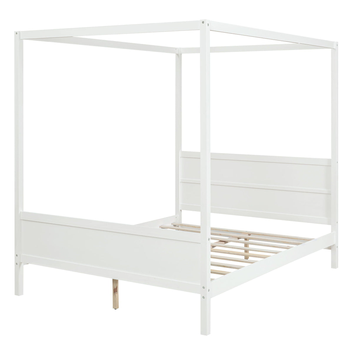 Modern Canopy Platform Bed and Wooden Headboard