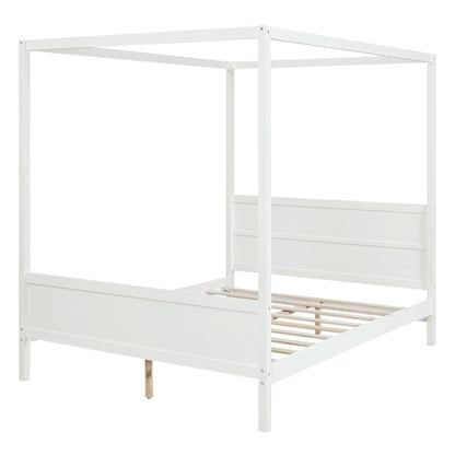 Modern Canopy Platform Bed and Wooden Headboard