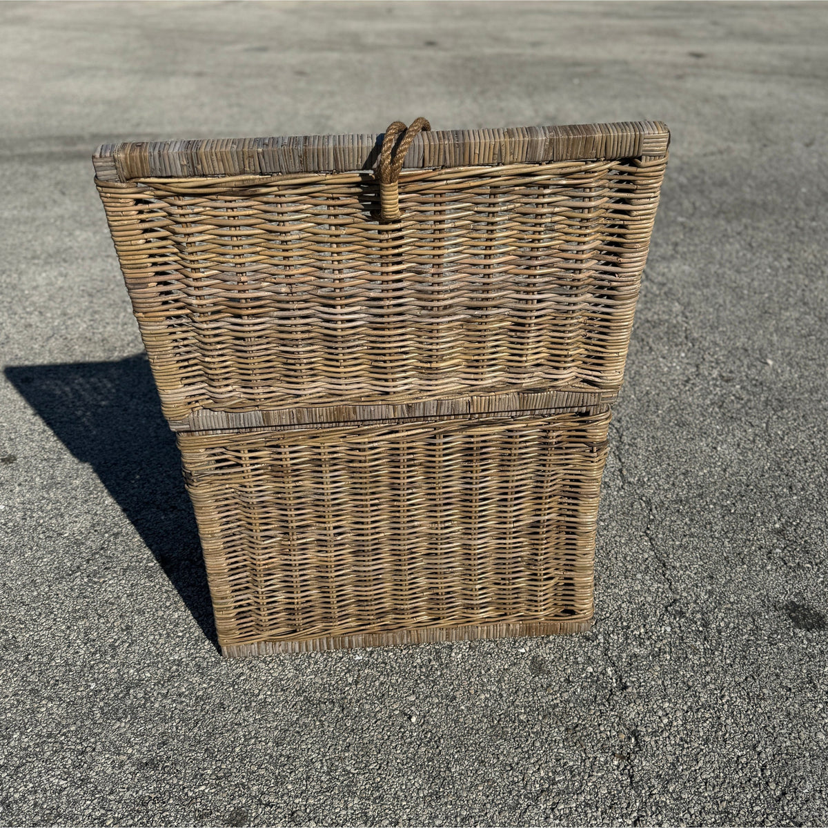 Key Largo Rattan Storage Trunk natural brown with woven wicker body and rope handles on Tampa Home & Garden Store