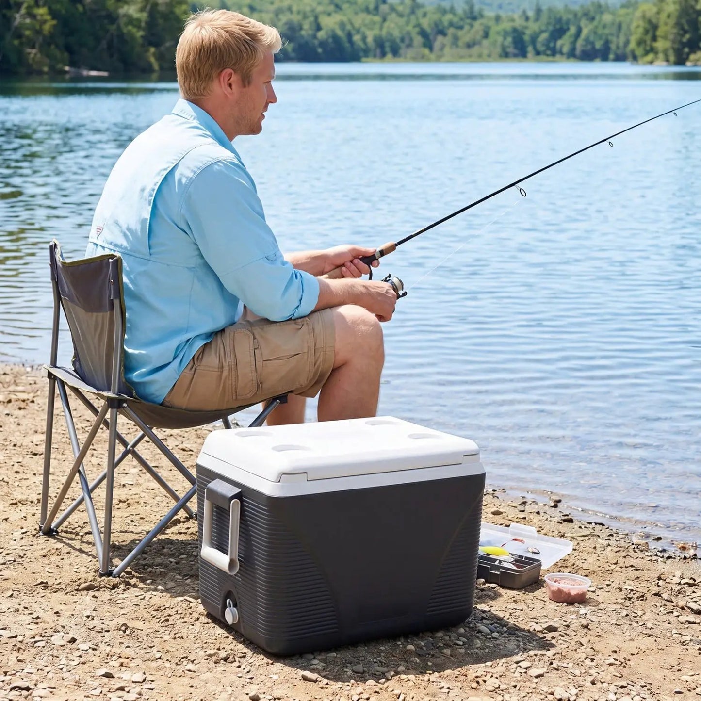 43 Quart Portable Hard Cooler With Cupholders