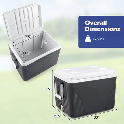 43 Quart Portable Hard Cooler With Cupholders