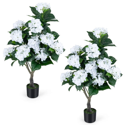 Artificial Hydrangea Tree 2 Pack Decor Set