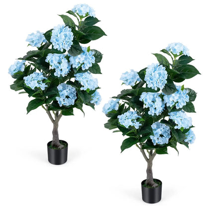 Artificial Hydrangea Tree 2 Pack Decor Set