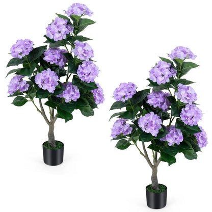 Artificial Hydrangea Tree 2 Pack Decor Set