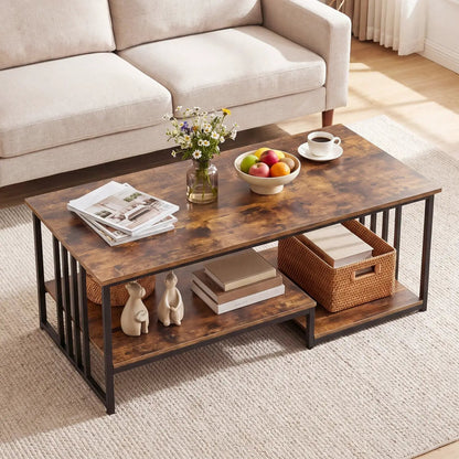 Two Tier Coffee Table with Open Storage Shelf