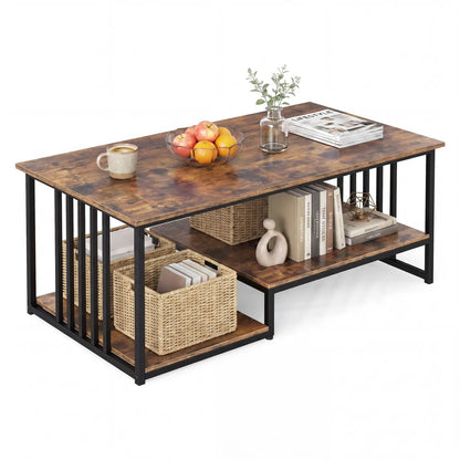 Two Tier Coffee Table with Open Storage Shelf