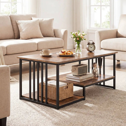 Two Tier Coffee Table with Open Storage Shelf