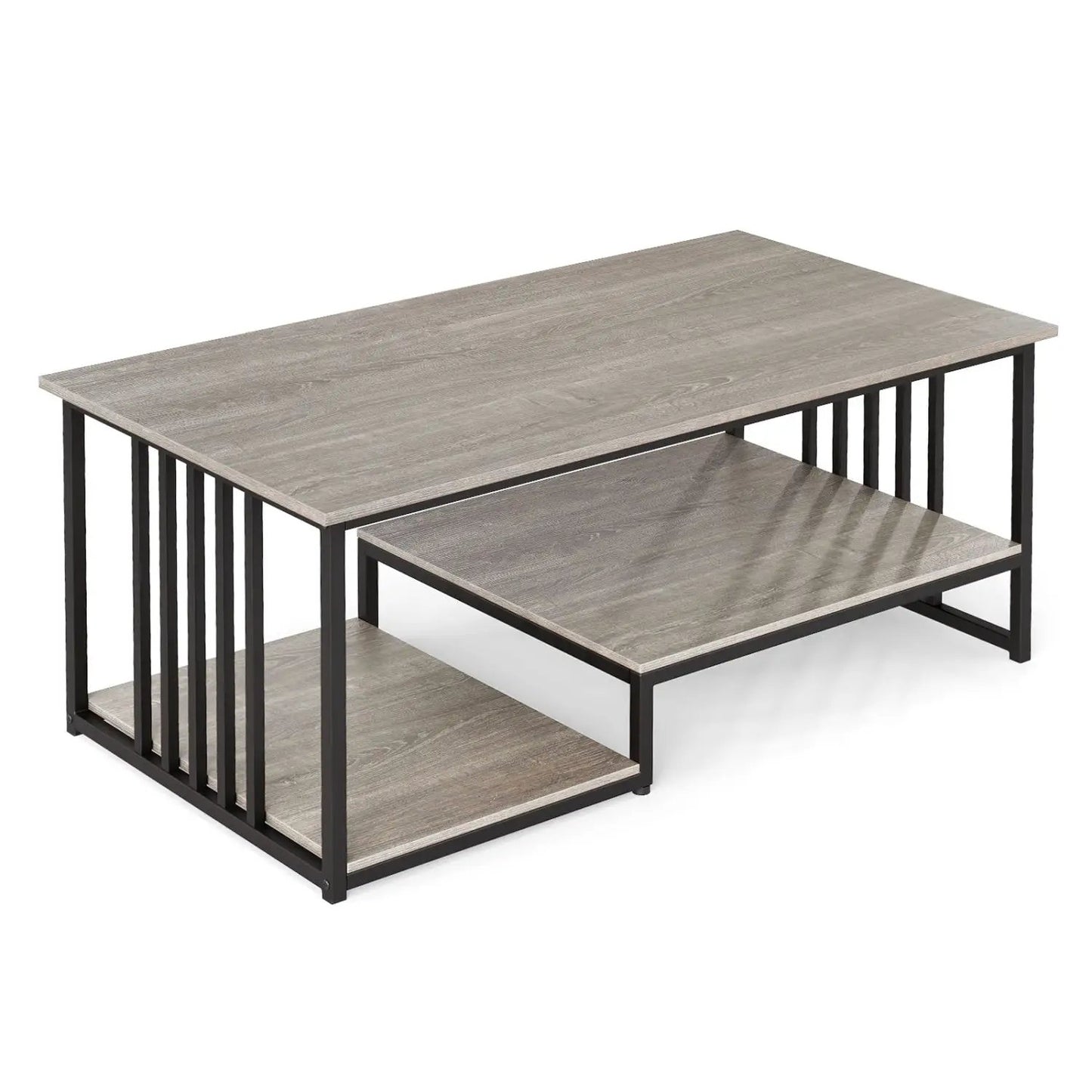Two Tier Coffee Table with Open Storage Shelf