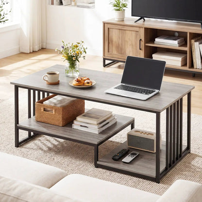 Two Tier Coffee Table with Open Storage Shelf
