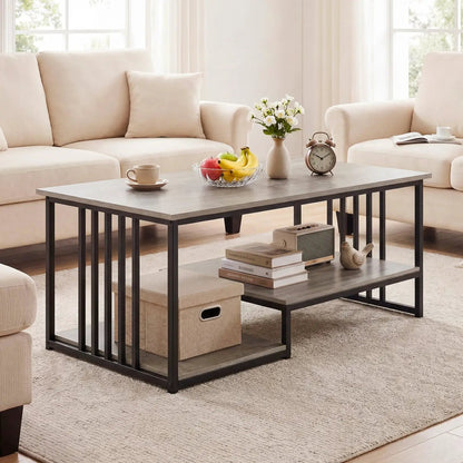 Two Tier Coffee Table with Open Storage Shelf