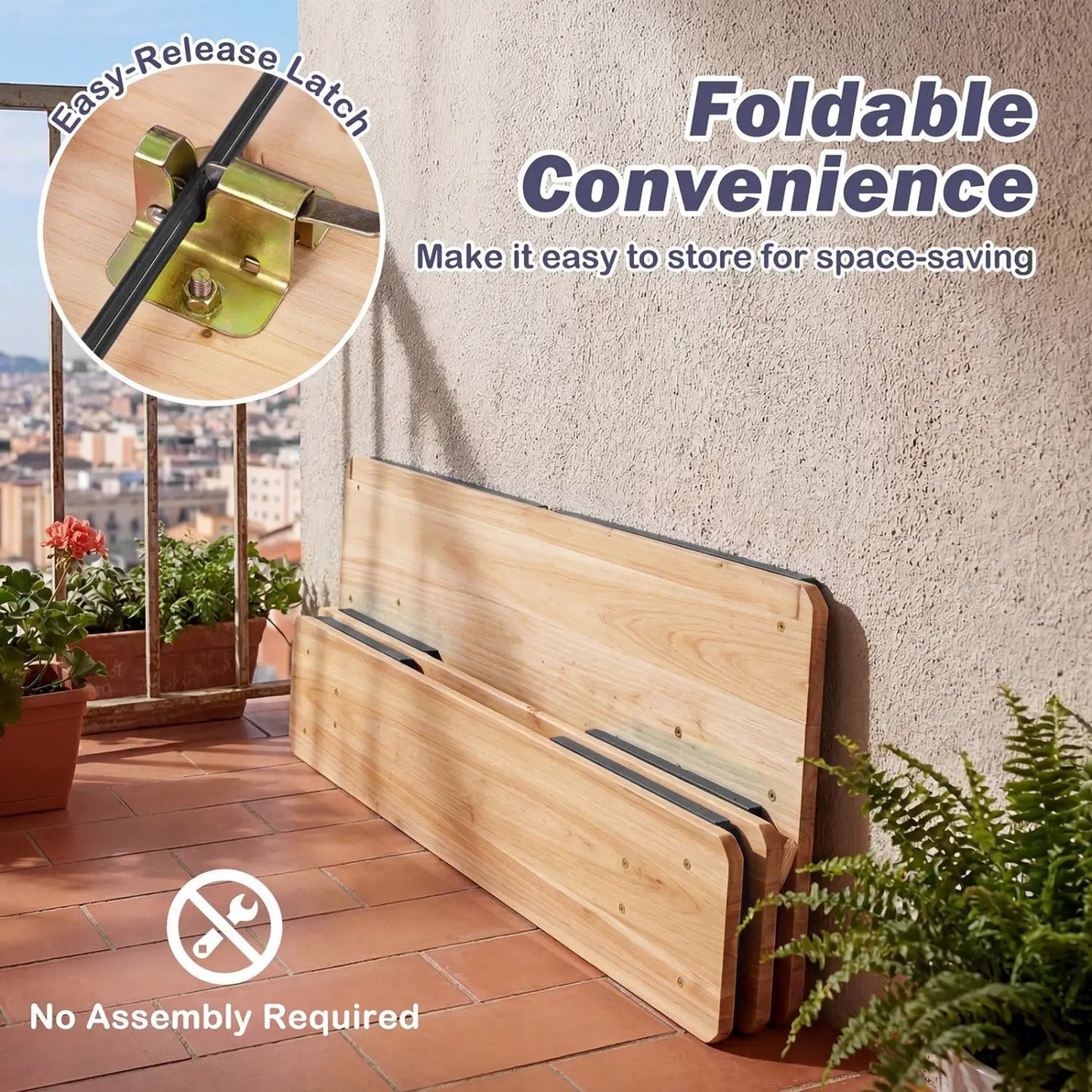 Folding Kids Picnic Table and Bench Set Wood