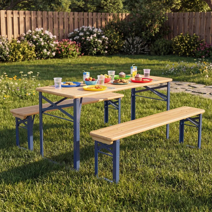 Folding Kids Picnic Table and Bench Set Wood