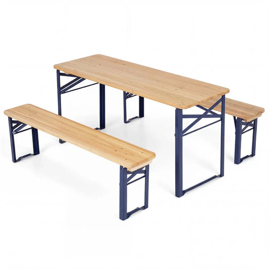 Folding Kids Picnic Table and Bench Set Wood