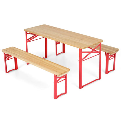 Folding Kids Picnic Table and Bench Set Wood