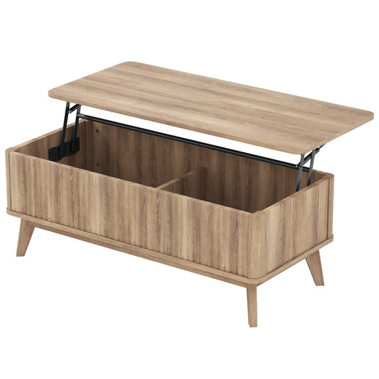 43.5" Rectangle Wooden Fluted Lift Top Coffee Table-Walnut - Tampa Home & Garden Store