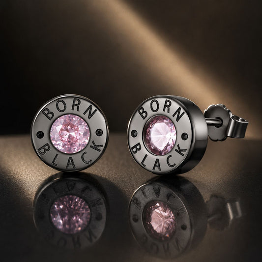 925 sterling silver earrings pair with black gold plating and pink CZ center stone by Bids.com on Tampa Home & Garden Store