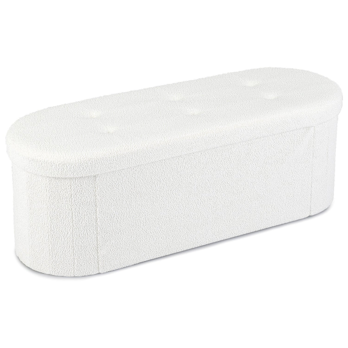 43in folding storage ottoman bench in white teddy fleece with interior dividers DirectDeals on Tampa Home & Garden Store
