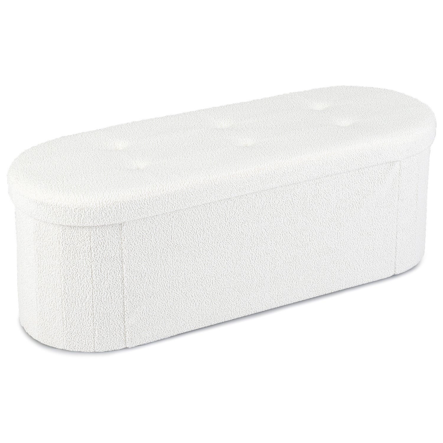 43in folding storage ottoman bench in white teddy fleece with interior dividers DirectDeals on Tampa Home & Garden Store