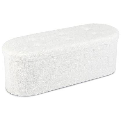 43in folding storage ottoman bench in white teddy fleece with interior dividers DirectDeals on Tampa Home & Garden Store