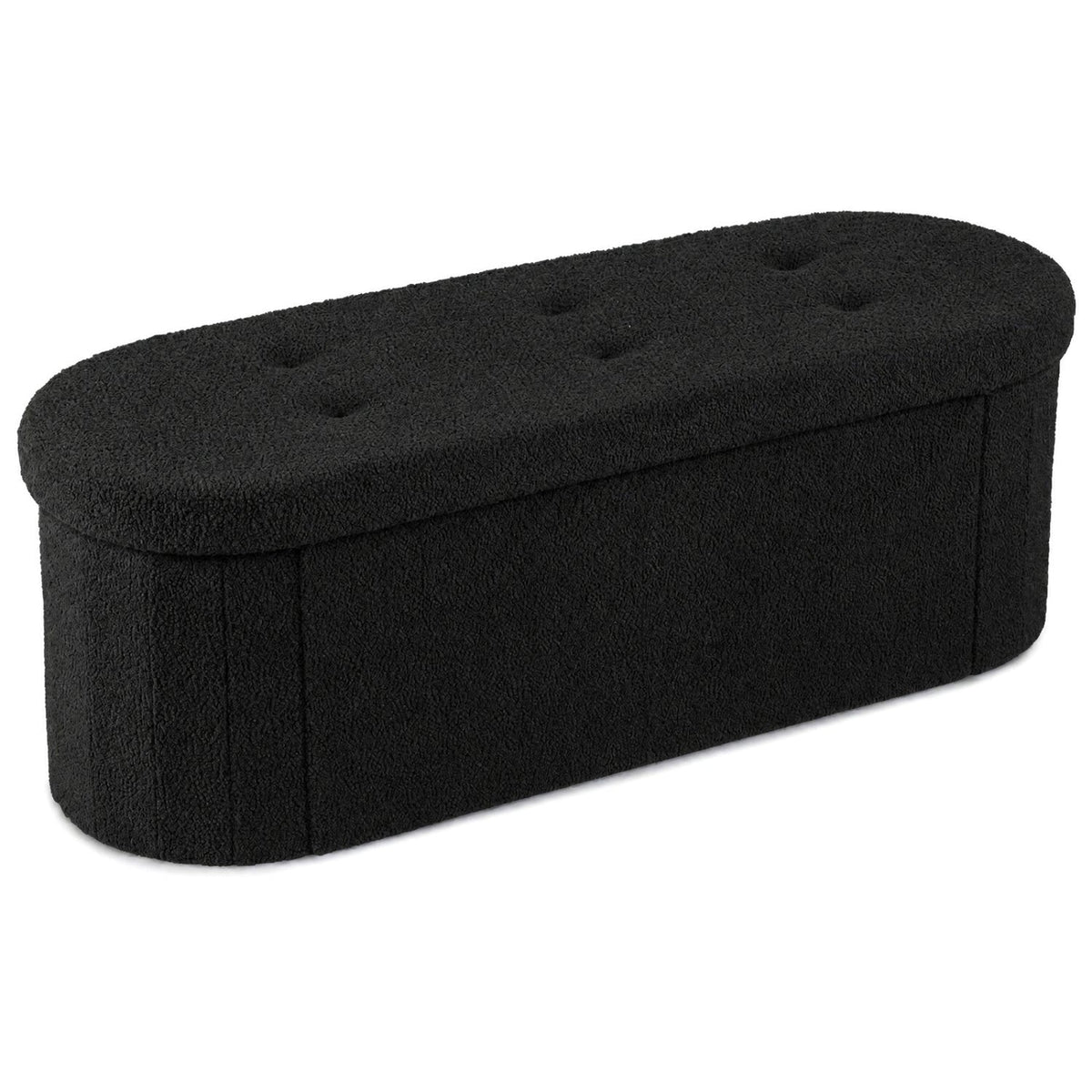 43-inch folding storage ottoman bench with dividers in black teddy fleece DirectDeals on Tampa Home & Garden Store